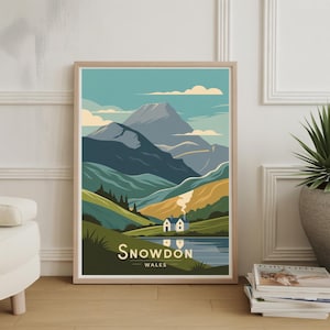 Mount Snowdon Poster, Snowdonia Park & Wales Landscape, Welsh Travel Decor, Hiking Adventure Gift