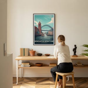 Newcastle Upon Tyne Cityscape Art Print, UK Travel Poster, Home Wall Décor image 8
