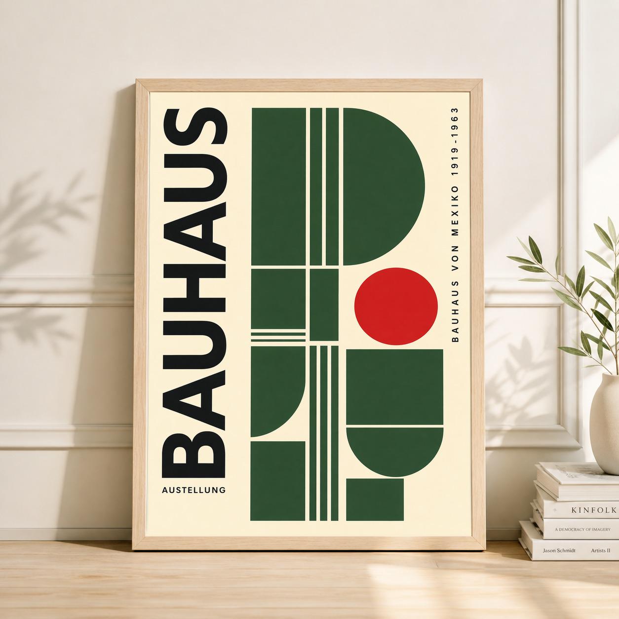 Mexican Bauhaus Cactus Print, Geometric Minimalist Art, Modern