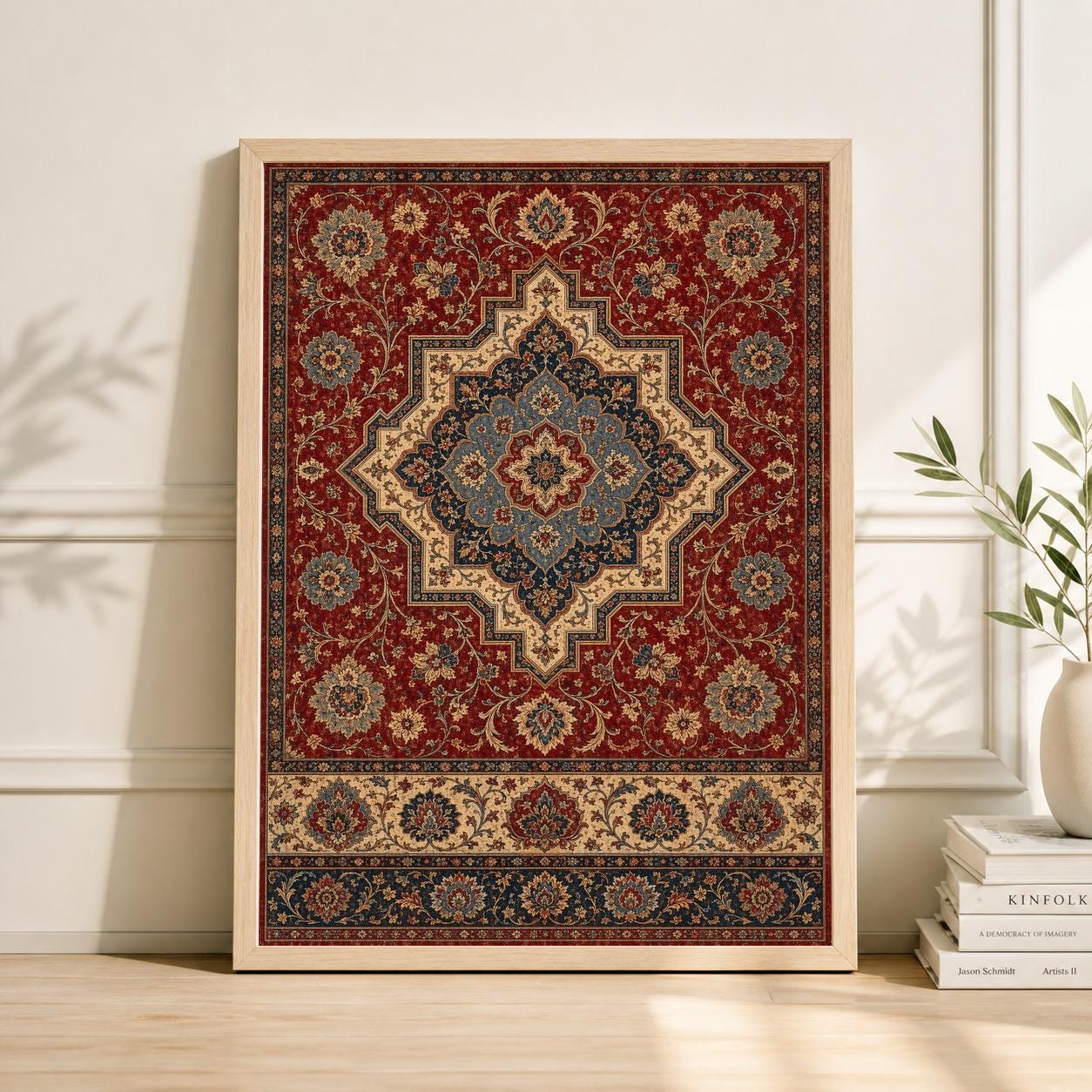 赤い花柄ラグ - Etsy 日本