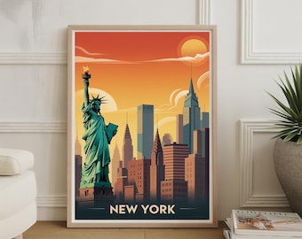 Watercolor New York City Skyline Art Print: NYC Travel Poster