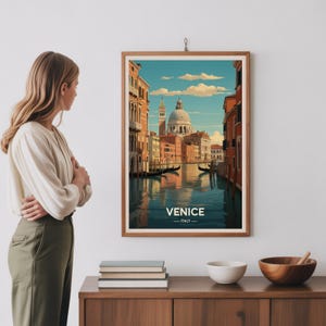 Venice Italy Travel Poster, Romantic Canal Wall Art, Italian Home Decor image 3