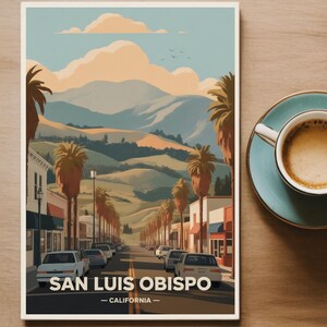San Luis Obispo Travel Poster – Cal Poly Wall Art, California Coastal Decor image 5