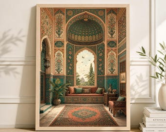 Islamic Architecture Print, Mosque Interior Art, Middle Eastern Decor