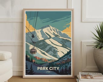 Park City Ski Poster: Vintage Utah Winter Travel Art