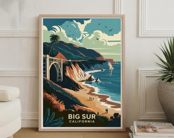 Big Sur National Park-poster: reiskunst langs de kust van Californië
