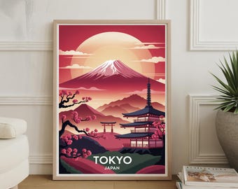 Tokyo Skyline & Mount Fuji Print: Japan Travel Poster