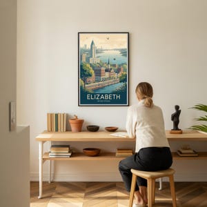 Elizabeth United States Travel Poster – Vintage Style Wall Art, Adventure Print image 8