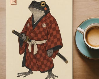 パンフレット　ムトケシ Matsumoto Hoji Art Print, Samurai Frog Japanese Poster - Etsy