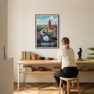 Stampa artistica del paesaggio urbano di Newcastle, decorazione da viaggio nel Regno Unito, regalo di compleanno e matrimonio immagine 8