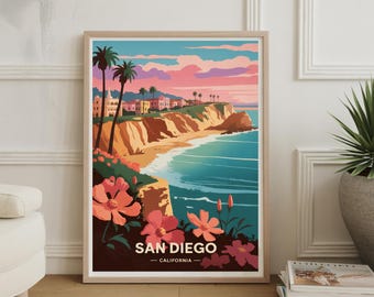 San Diego Travel Poster: Retro Mid-Century Modern California Art