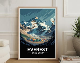 Mount Everest Print: Himalayan Mountain Art, Nepal Trekking Decor