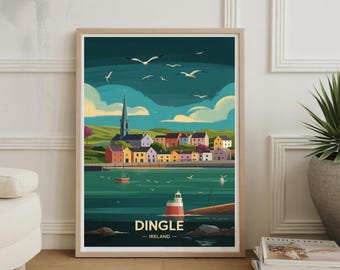 Dingle Ireland Travel Poster: County Kerry Landscape Art