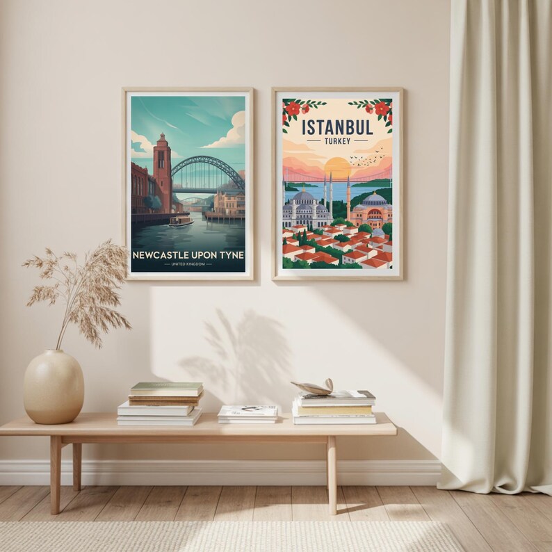 Newcastle Upon Tyne Cityscape Art Print, UK Travel Poster, Home Wall Décor image 7