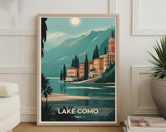 Lake Como Vintage Travel Poster: Italian Lake Art Print