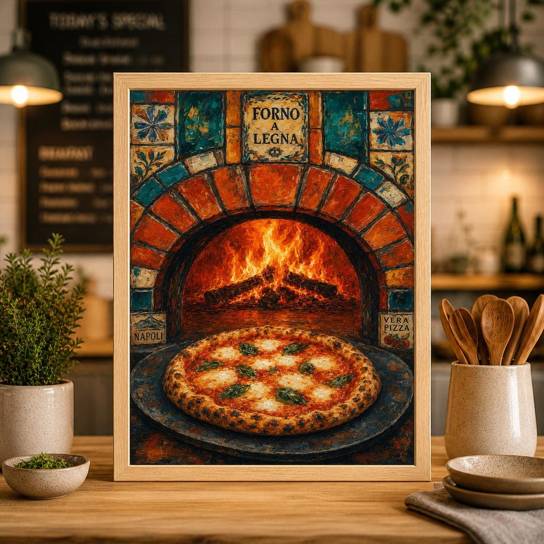 guzzini pizza絵大皿 ２枚セット Henri Matisse Inspired Pizza Poster, Kitchen Art Print, Wood Fired