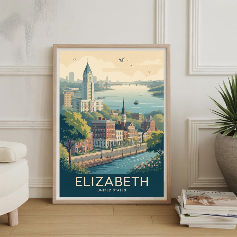 Elizabeth United States Travel Poster – Vintage Style Wall Art, Adventure Print image 1