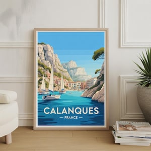 France Calanques Poster, French Riviera Decor, Travel Wall Art, Coastal Landscape Print, Europe Adventure Artwork