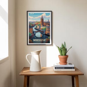 Stampa artistica del paesaggio urbano di Newcastle, decorazione da viaggio nel Regno Unito, regalo di compleanno e matrimonio immagine 4