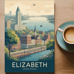 Elizabeth United States Travel Poster – Vintage Style Wall Art, Adventure Print image 5