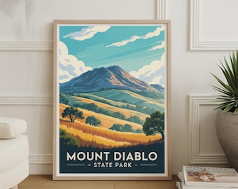 Póster del Monte Diablo, impresión artística de viaje a California