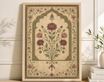 Mughal Floral Arch Print, Persian Botanical Art, Jaipur Palace Design