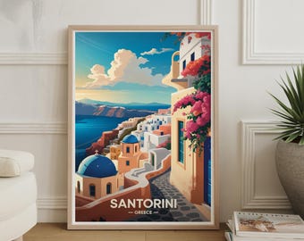 Konsttryck på Santorini, Grekland: Reseposter för grekisk ö