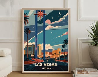 Las Vegas Travel Poster, Nevada Wall Art, Home Decor, Office Decoration, Gift for Travelers