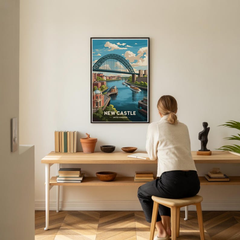Newcastle Travel Poster: United Kingdom Cityscape Art image 2