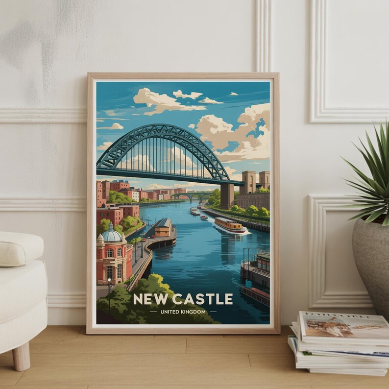 Newcastle Travel Poster: United Kingdom Cityscape Art image 1