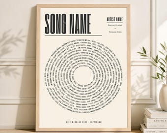 Vinilo personalizado con letras de canciones, póster para aniversario o boda (descarga digital)