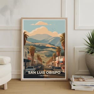 San Luis Obispo Travel Poster – Cal Poly Wall Art, California Coastal Decor image 1