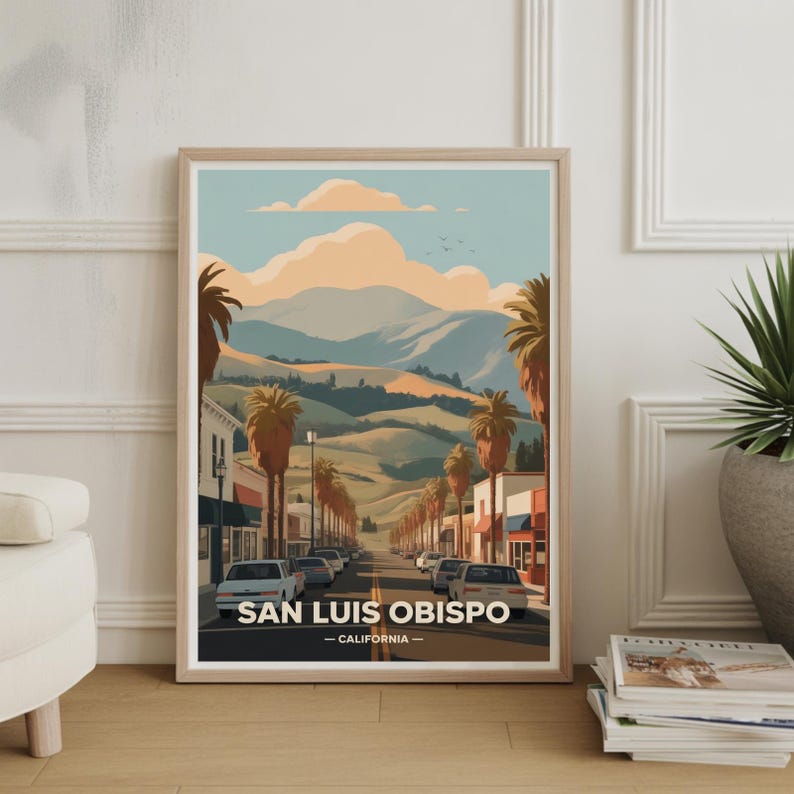 San Luis Obispo Travel Poster – Cal Poly Wall Art, California Coastal Decor image 1