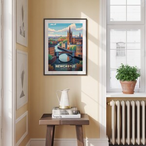 Stampa artistica del paesaggio urbano di Newcastle, decorazione da viaggio nel Regno Unito, regalo di compleanno e matrimonio immagine 2