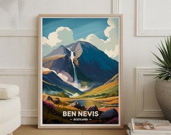 Ben Nevis Scotland Poster: Vintage Scottish Highlands Travel Art