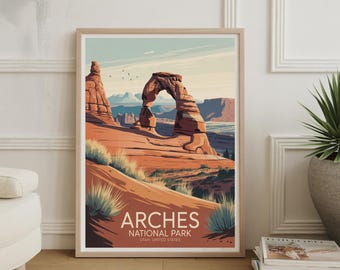 Arches National Park Utah Travel Poster, Scenic Desert Wall Art