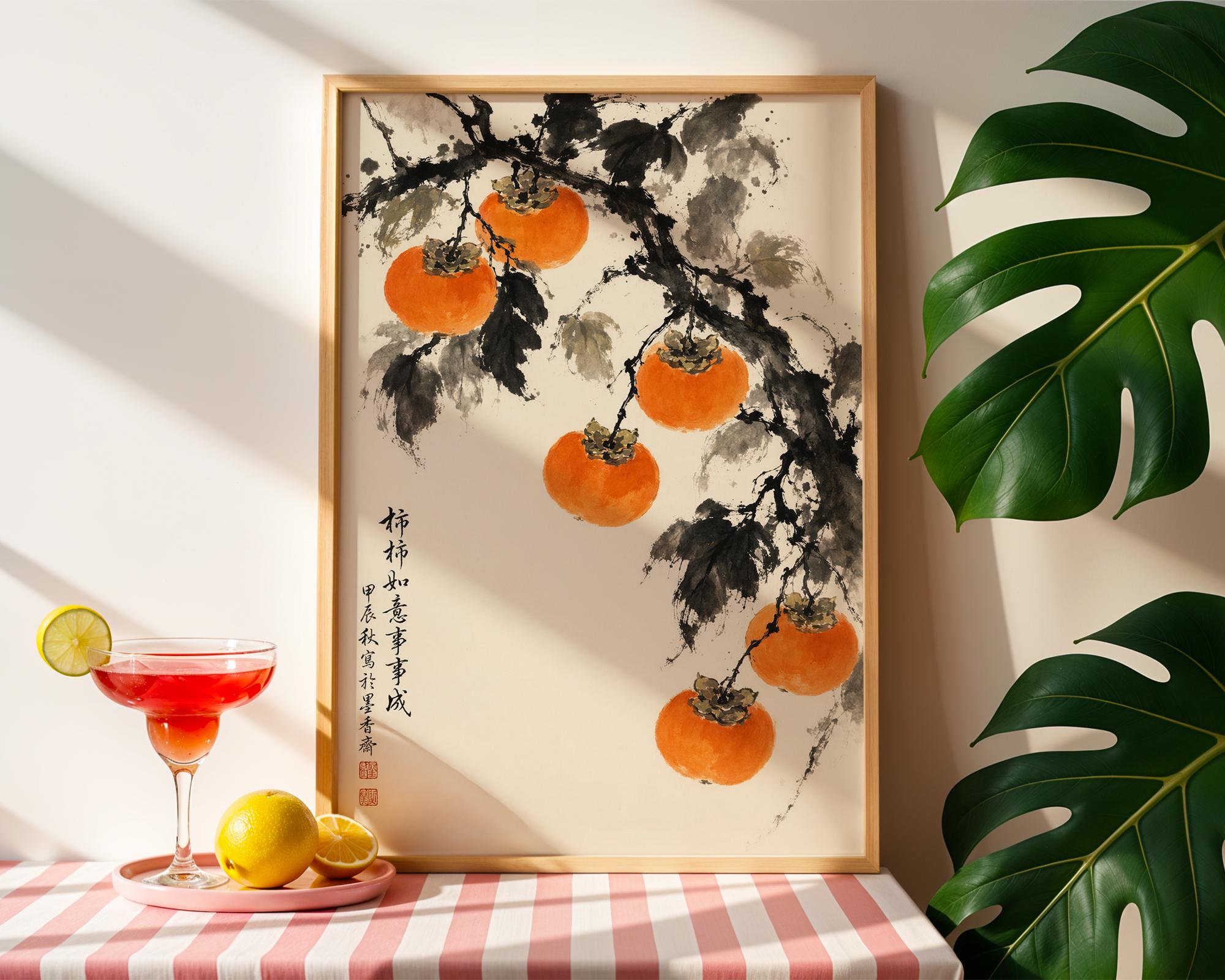 Japanese Persimmons Painting - Etsy
