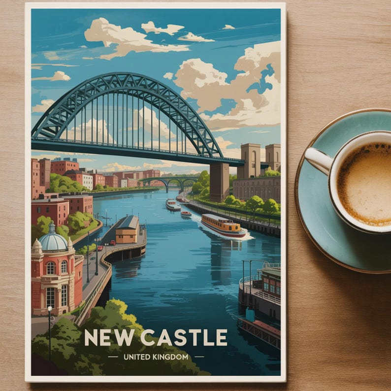 Newcastle Travel Poster: United Kingdom Cityscape Art image 6