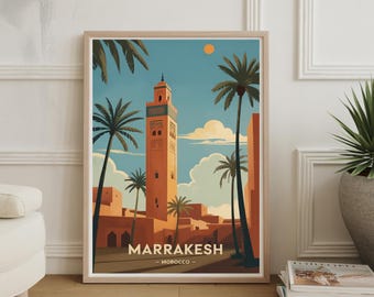 Reisposter Marrakech: Marokkaanse kunst aan de muur