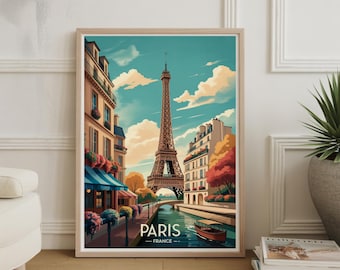 Paris Travel Poster: Eiffel Tower Watercolor Print, France Wall Art
