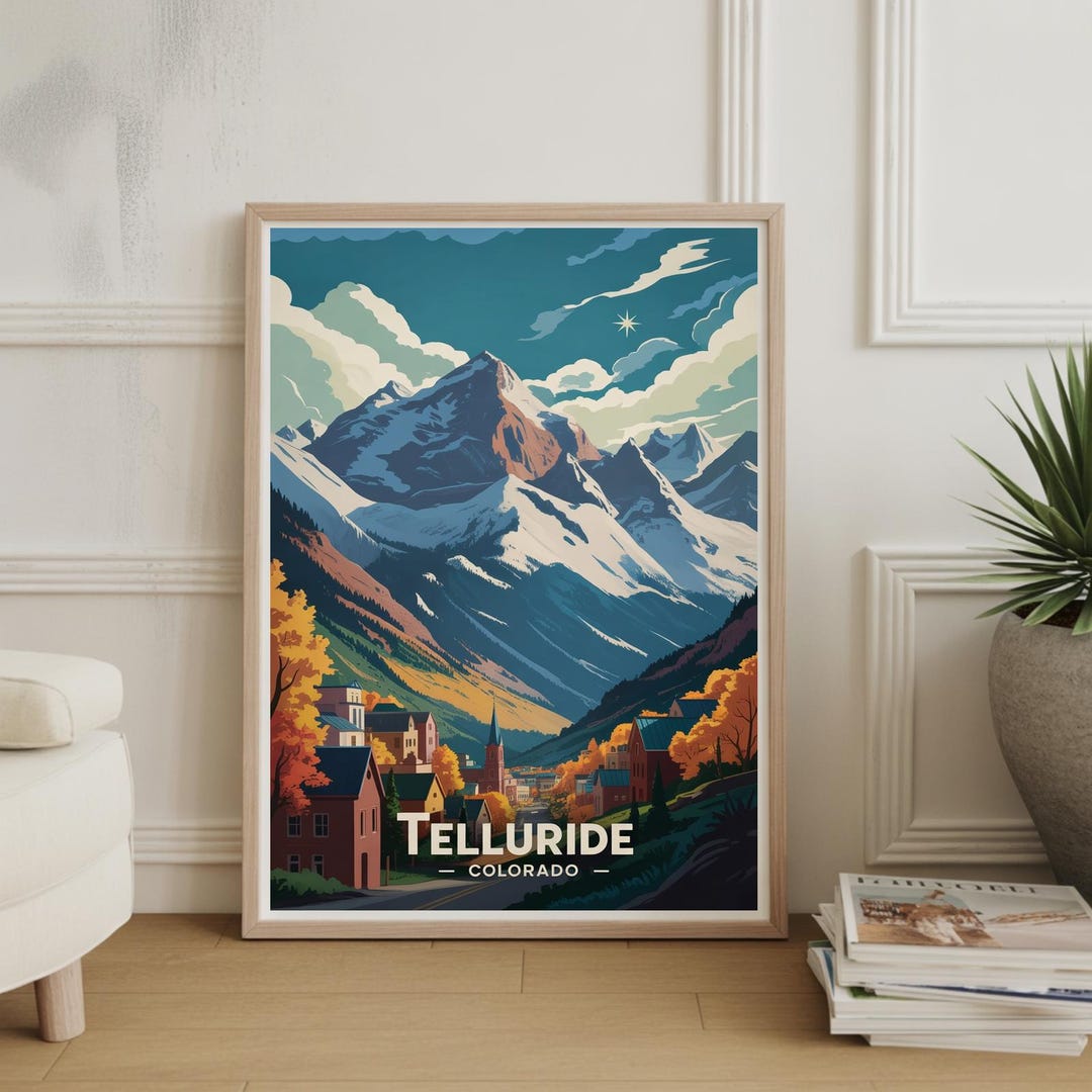 Telluride Colorado Travel Poster: Vintage Mountain Landscape Art - Etsy