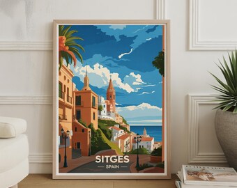 Sitges Spain Travel Poster: Coastal Mediterranean Wall Art