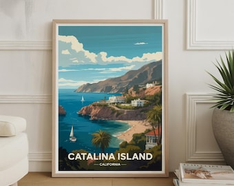 Catalina Island Travel Poster – Vintage California Coastal Landscape Art
