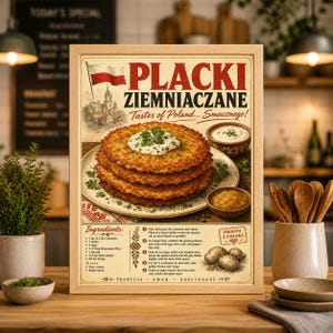 Placki Ziemniaczane Print, Polsk mataffisch, Potatispannkaka Köksinredning