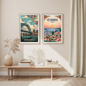 Newcastle Cityscape Art Print: Tyne Bridge, UK Travel Poster image 7