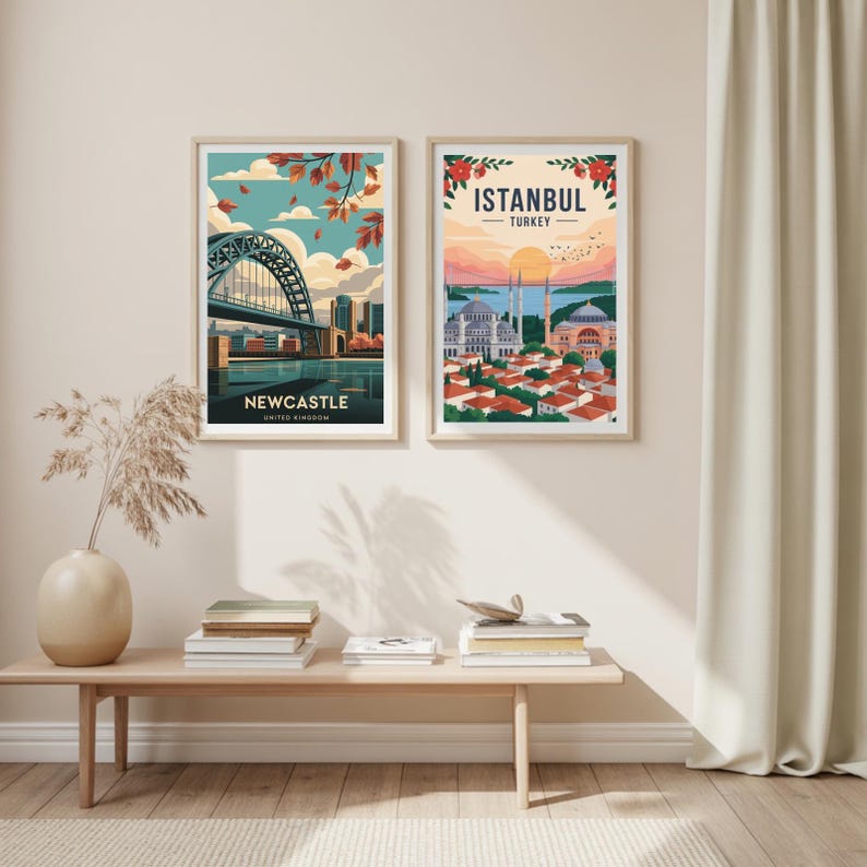 Newcastle Cityscape Art Print: Tyne Bridge, UK Travel Poster image 7