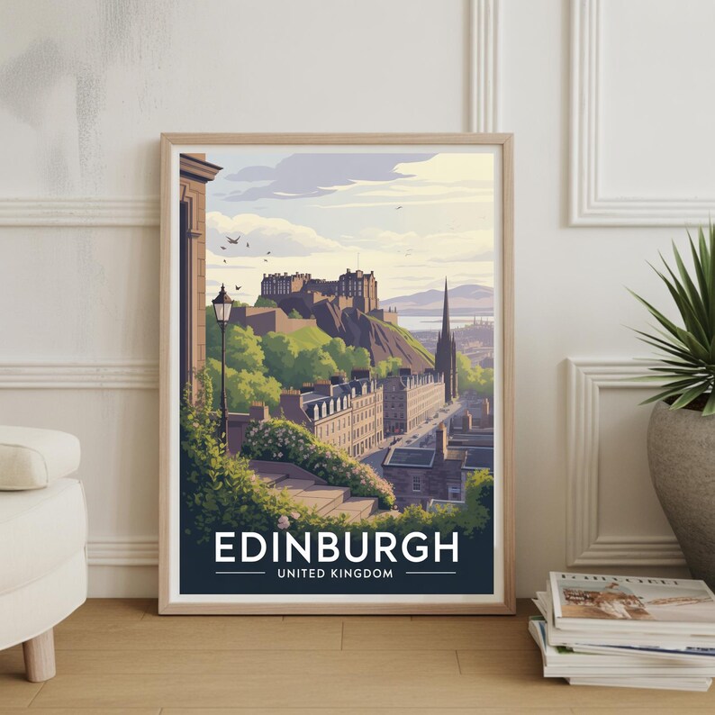 Edinburgh Travel Poster, Vintage Style Scotland Wall Art Print - Etsy ...