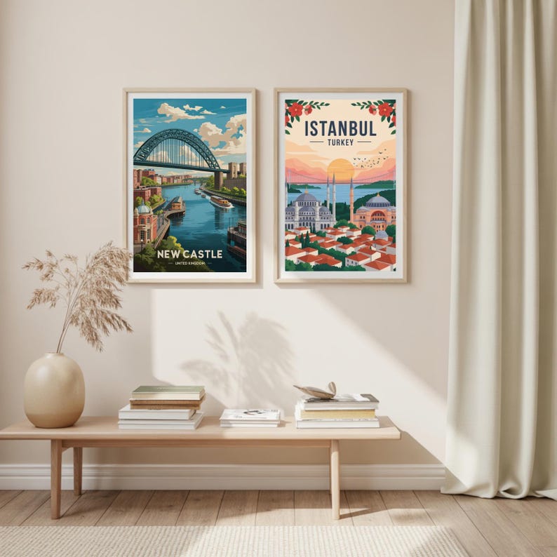 Newcastle Travel Poster: United Kingdom Cityscape Art image 7