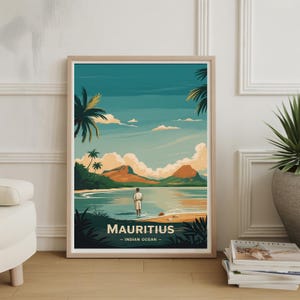 Mauritius Travel Poster: Indian Ocean Watercolor Art, Personalized Decor