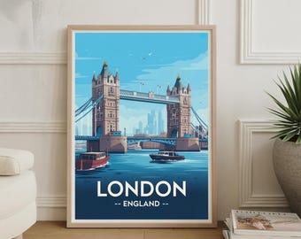 Póster del horizonte de Londres: arte mural de paisajes urbanos británicos